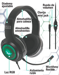 Cascos gaming con luz RGB