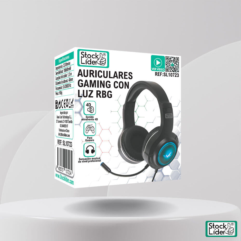 Cascos gaming con luz RGB
