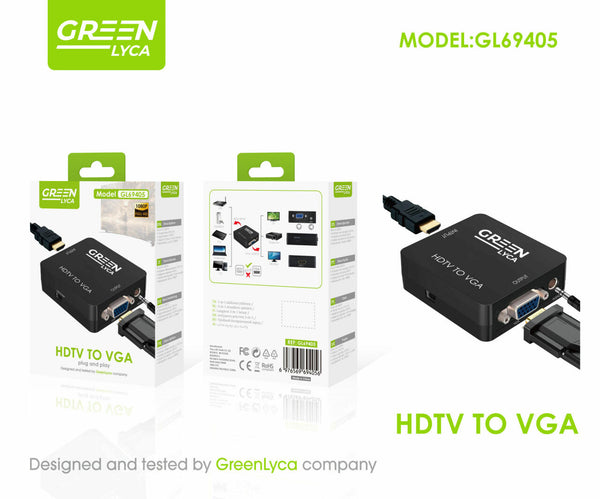 Convertido HDTV A VGA CON AUX 3.5 de audio, Green Lyca GL69405