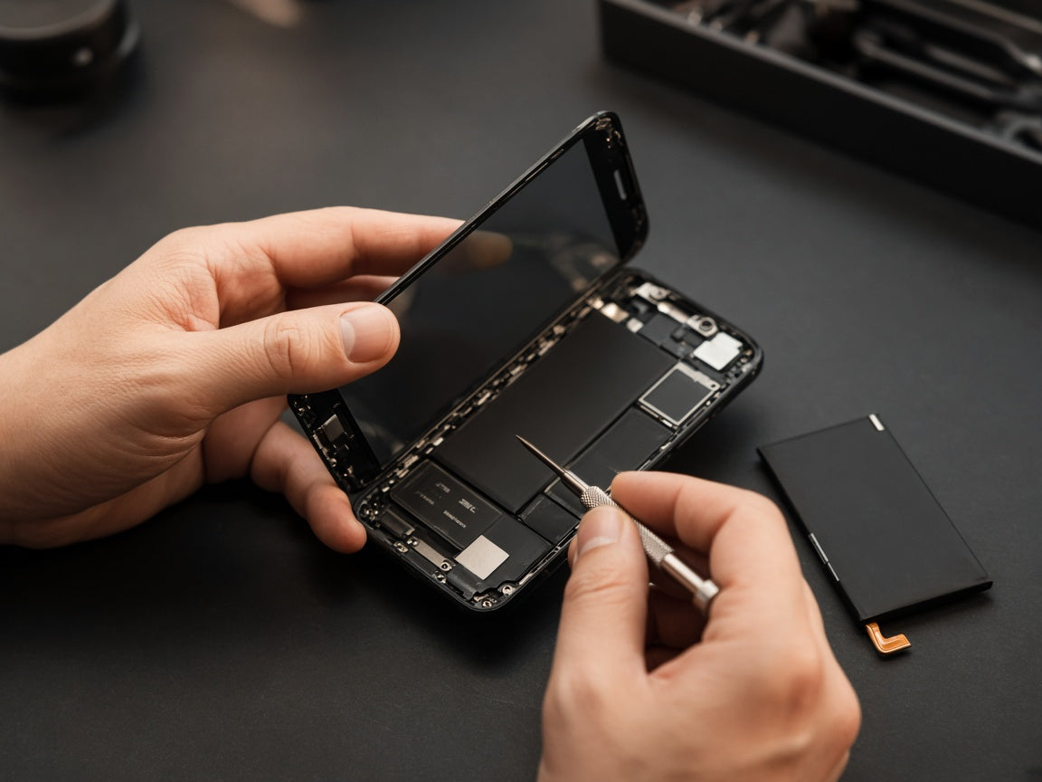 Reparación de un móvil en el taller de Suleman Tech